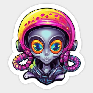 Grey Alien Rider With Helmet Gear Sticker